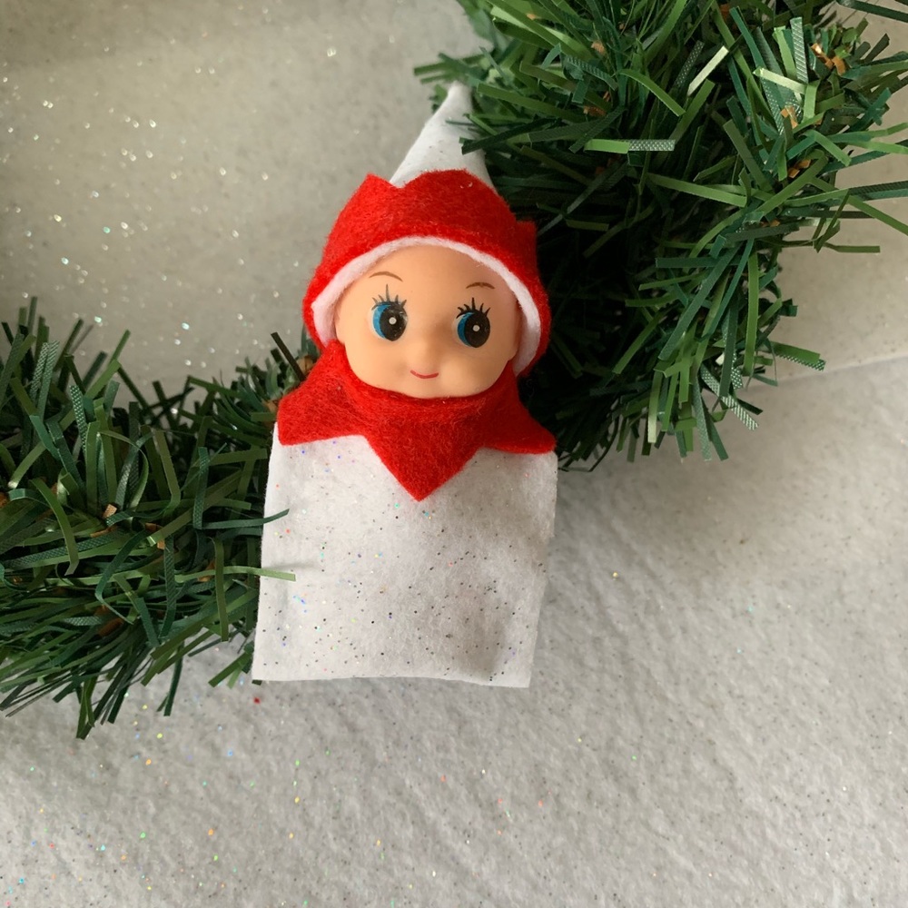 White w/Red Baby Elf Doll Christmas Elf Toddler